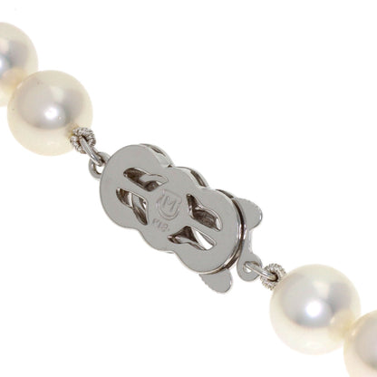 MIKIMOTO Pearl Pearl M Charm Included Long Necklace K18 White Gold Ladies [Used]