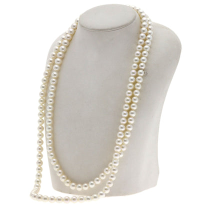MIKIMOTO Pearl Pearl M Charm Included Long Necklace K18 White Gold Ladies [Used]