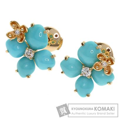 Chaumet Hortensia Eden Turquoise Diamond earring K18 Pink Gold Ladies [Used]