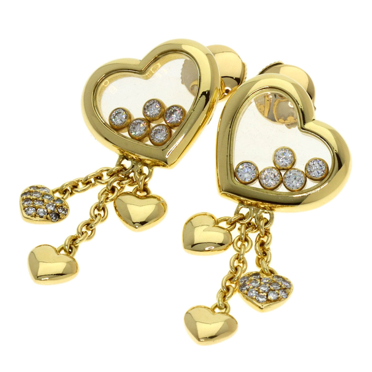 Chopard Happy Diamond earring K18 Yellow Gold Ladies [Used]