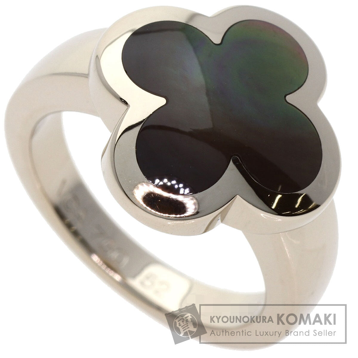 Van Cleef & Arpels Pure Alhambra Mother of Pearl #52 Ring K18 White Gold Ladies [Used]