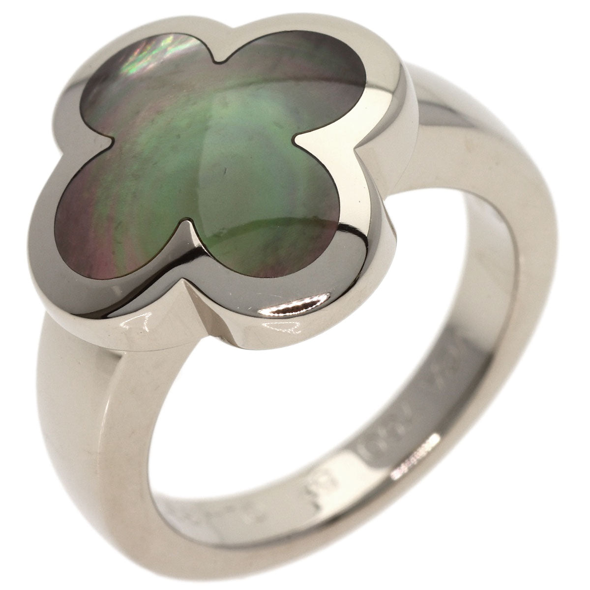 Van Cleef & Arpels Pure Alhambra Mother of Pearl #52 Ring K18 White Gold Ladies [Used]
