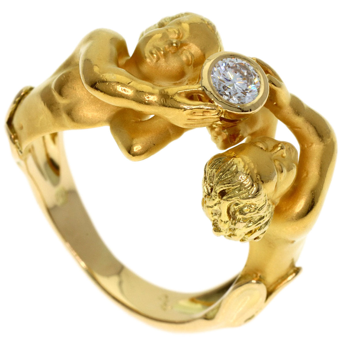 Carrera y Carrera Angel Duo Scroy Diamond Ring K18 Yellow Gold Ladies [Used]