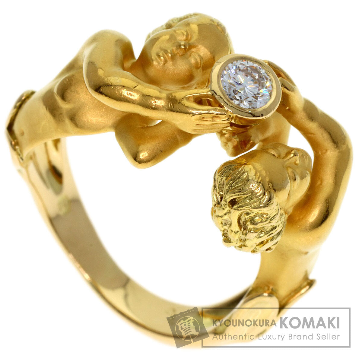 Carrera y Carrera Angel Duo Scroy Diamond Ring K18 Yellow Gold Ladies [Used]
