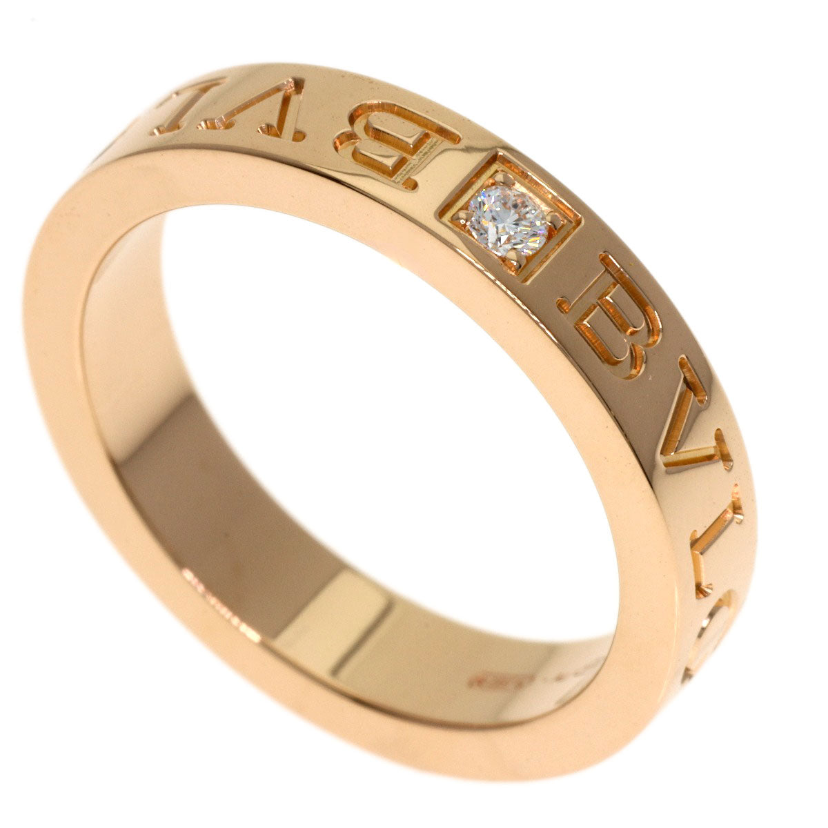 BVLGARI Double Logo Diamond Ring K18 Pink Gold Ladies [Used]