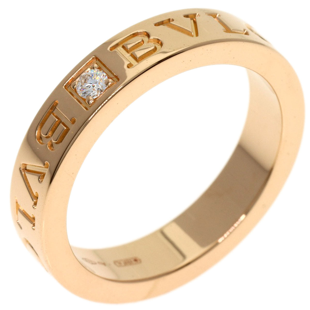 BVLGARI Double Logo Diamond Ring K18 Pink Gold Ladies [Used]