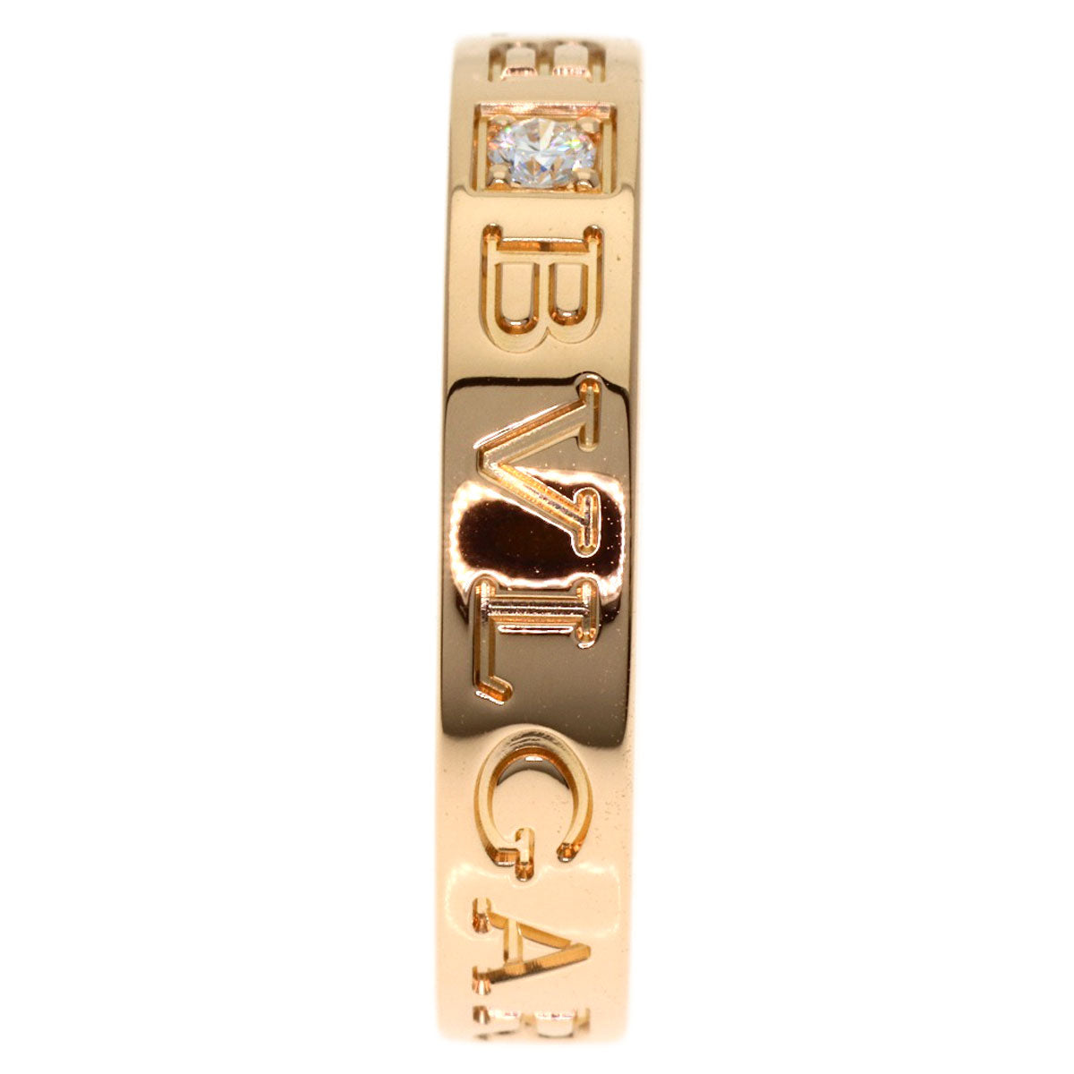 BVLGARI Double Logo Diamond Ring K18 Pink Gold Ladies [Used]