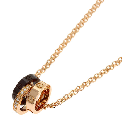 CARTIER Love Three Loop Diamond Necklace K18 Pink Gold Ladies [Used]