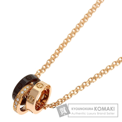 CARTIER Love Three Loop Diamond Necklace K18 Pink Gold Ladies [Used]