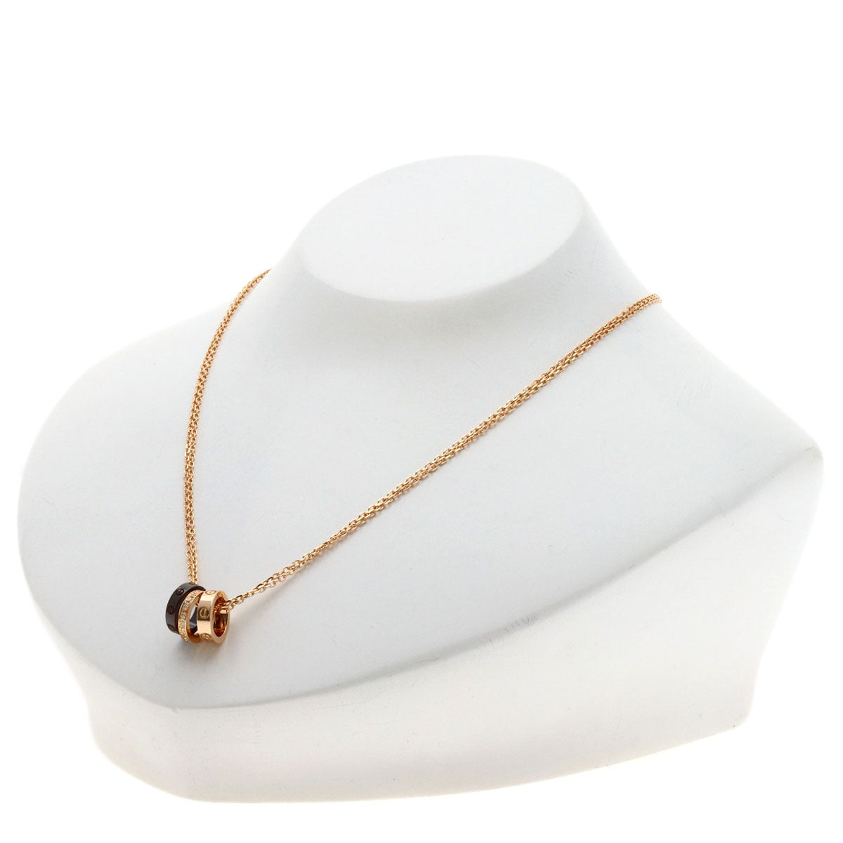 CARTIER Love Three Loop Diamond Necklace K18 Pink Gold Ladies [Used]