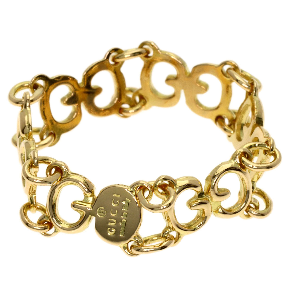 GUCCI Interlocking G Ring K18 Yellow Gold Ladies [Used]