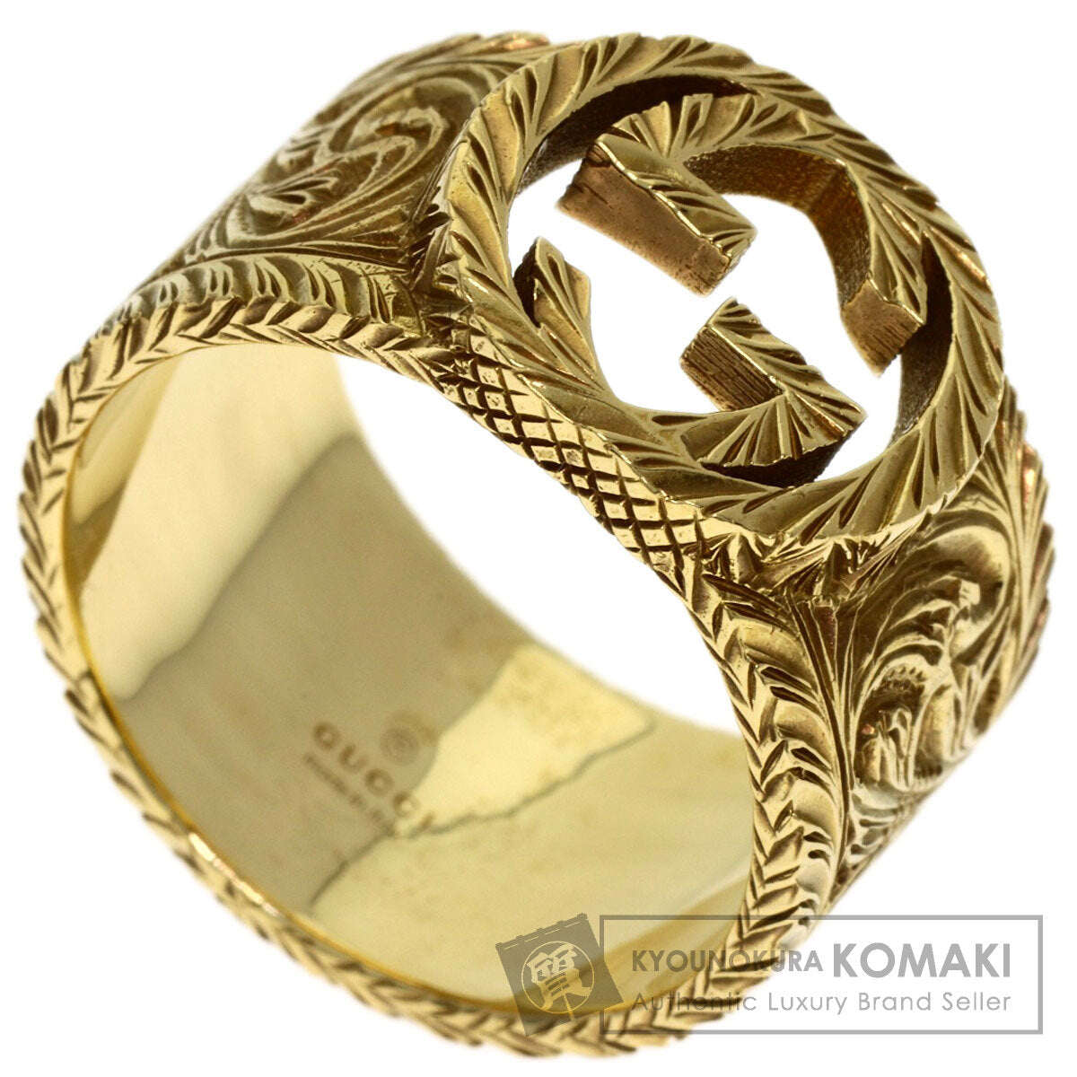 GUCCI Interlocking G Arabesque #18 Ring K18 Yellow Gold Ladies [Used]