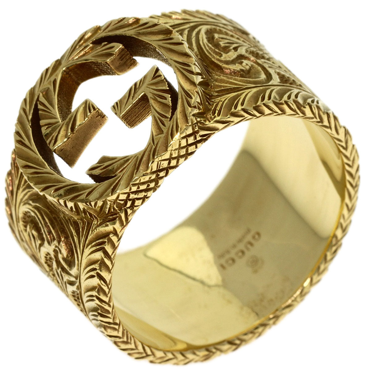 GUCCI Interlocking G Arabesque #18 Ring K18 Yellow Gold Ladies [Used]