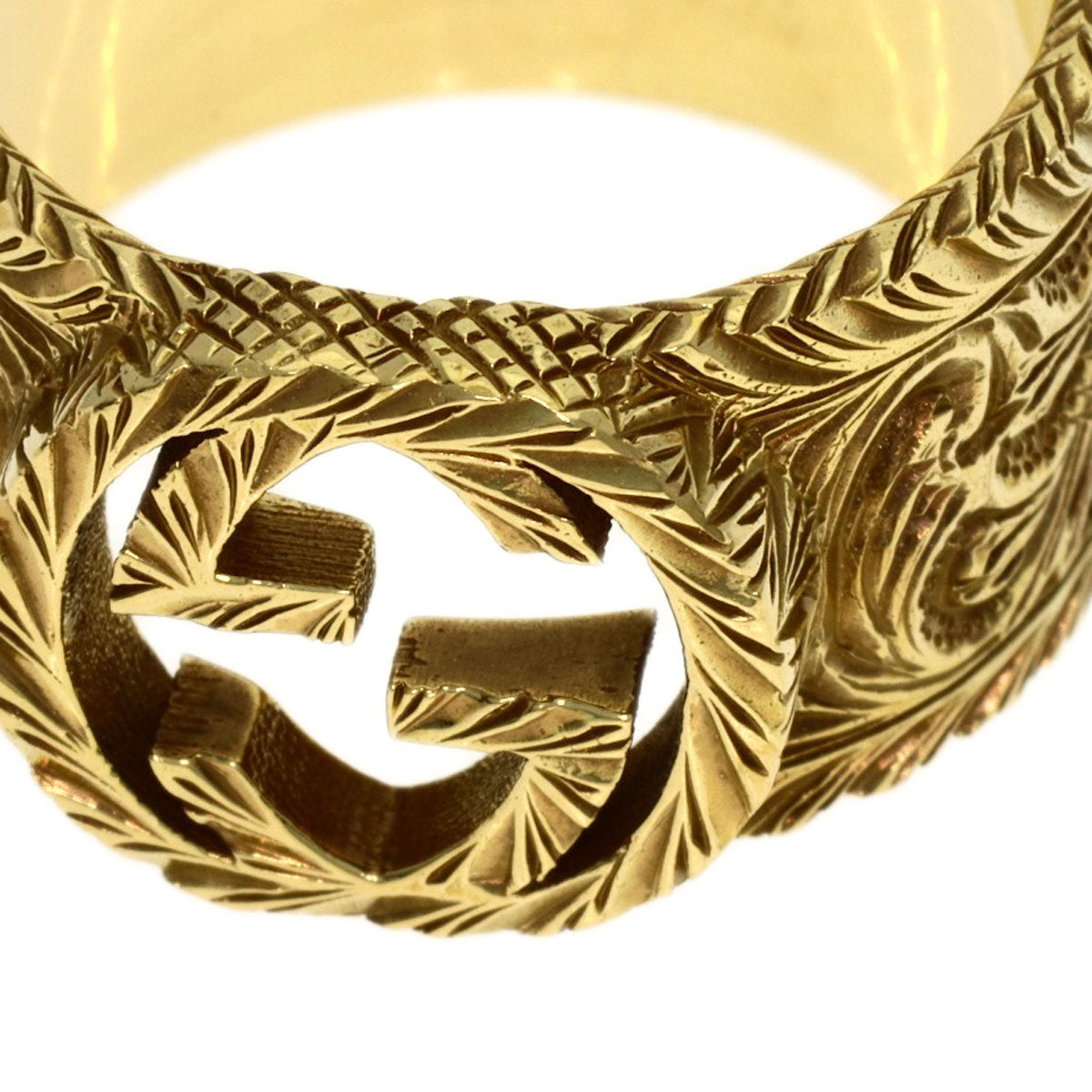 GUCCI Interlocking G Arabesque #18 Ring K18 Yellow Gold Ladies [Used]