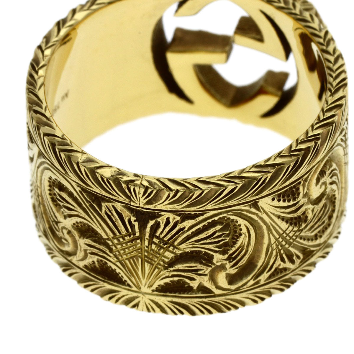 GUCCI Interlocking G Arabesque #18 Ring K18 Yellow Gold Ladies [Used]