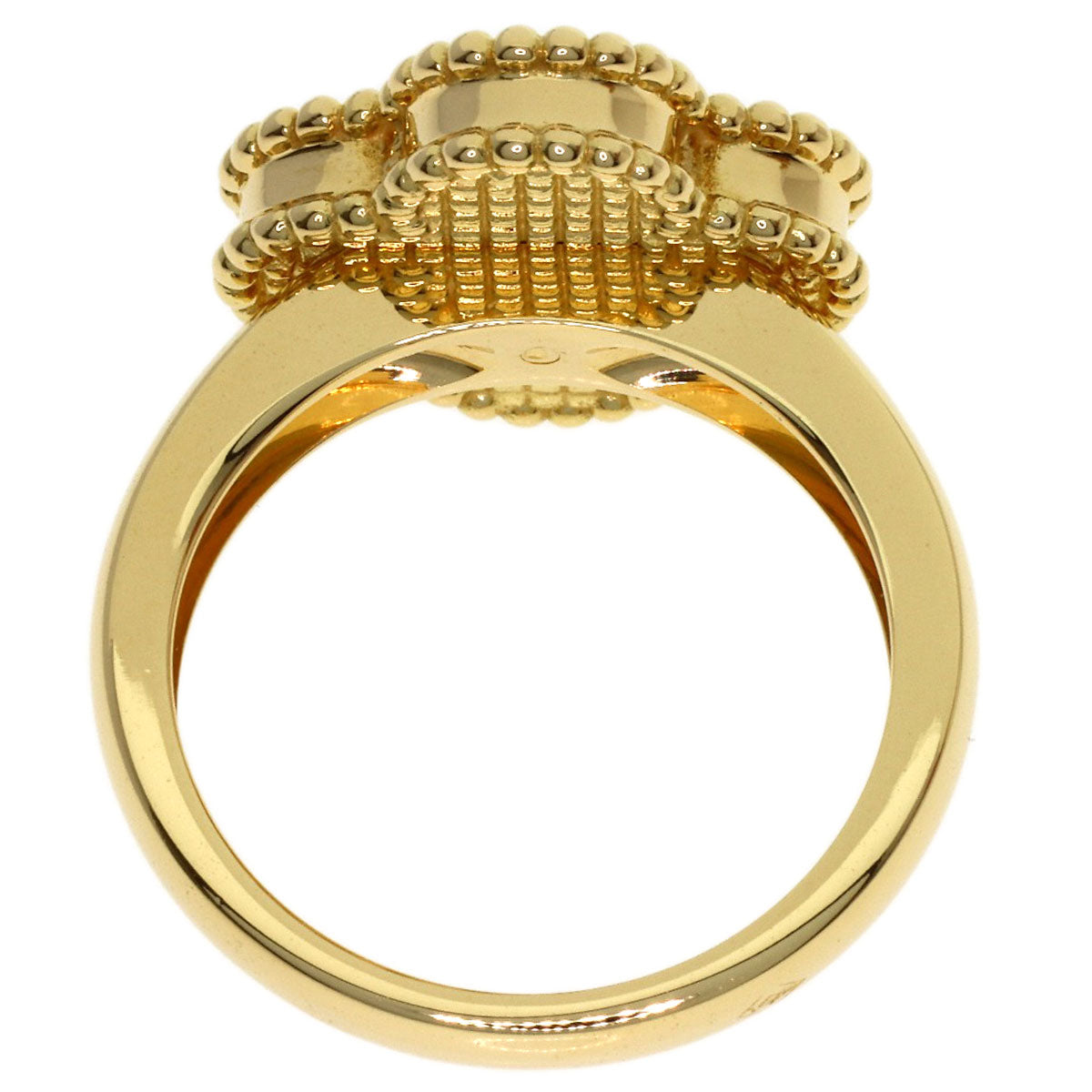 Van Cleef & Arpels Vintage Alhambra Diamond Onyx #50 Ring K18 Yellow Gold Ladies [Used]