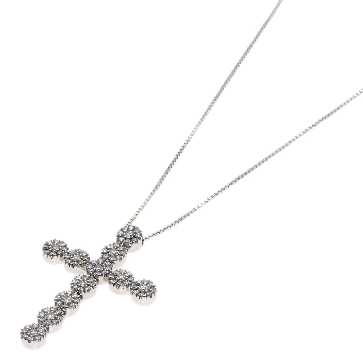 Damiani Crystal Cross Diamond Necklace K18 White Gold Ladies [Used]