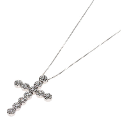 Damiani Crystal Cross Diamond Necklace K18 White Gold Ladies [Used]