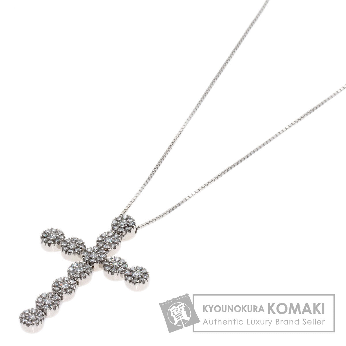 Damiani Crystal Cross Diamond Necklace K18 White Gold Ladies [Used]
