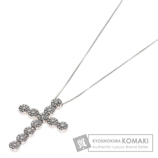 Damiani Crystal Cross Diamond Necklace K18 White Gold Ladies [Used]