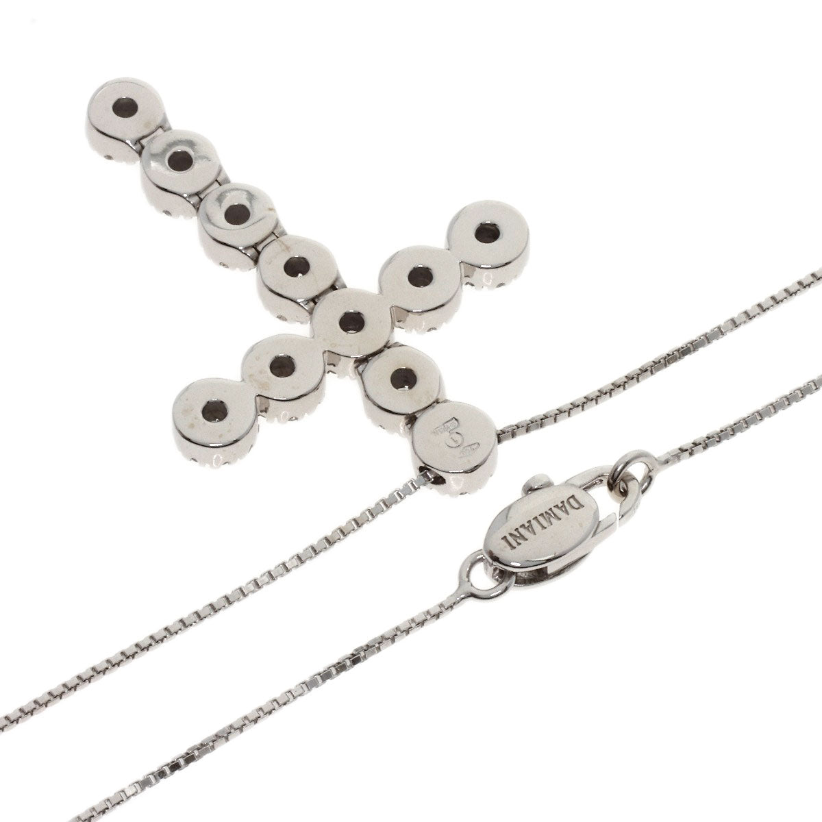 Damiani Crystal Cross Diamond Necklace K18 White Gold Ladies [Used]