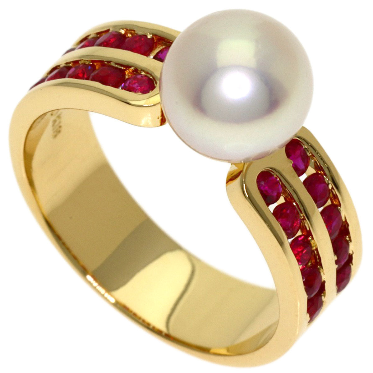 TASAKI Pearl Pearl Ruby Ring K18 Yellow Gold Ladies [Used]