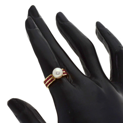 TASAKI Pearl Pearl Ruby Ring K18 Yellow Gold Ladies [Used]