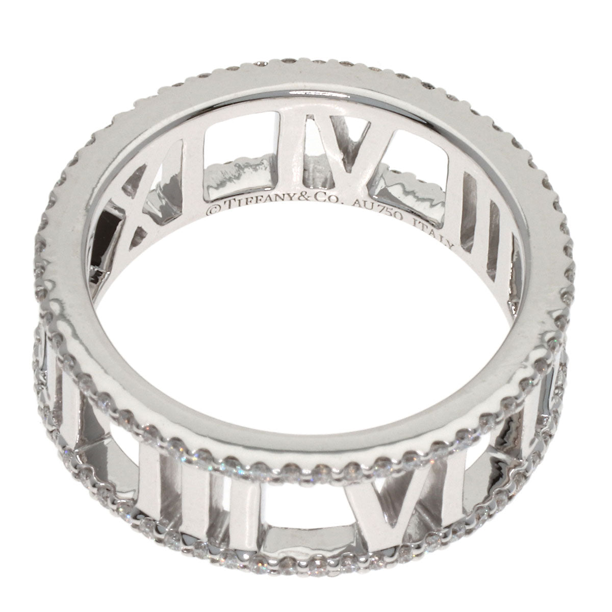 TIFFANY&Co. Atlas Open Full Edge Diamond Ring K18 White Gold Ladies [Used]
