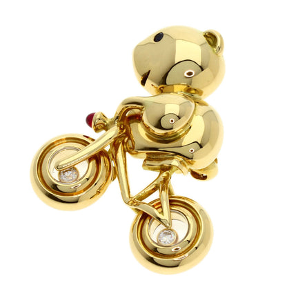 Chopard Bear Bicycle Motif Ruby Sapphire Brooch K18 Yellow Gold Ladies [Used]