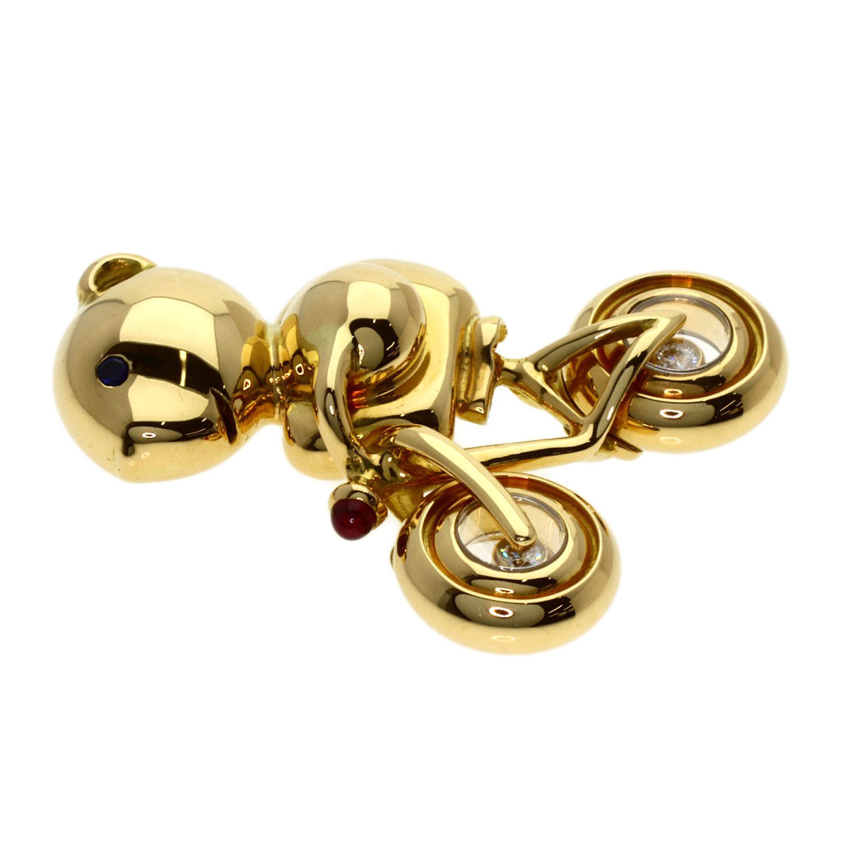 Chopard Bear Bicycle Motif Ruby Sapphire Brooch K18 Yellow Gold Ladies [Used]