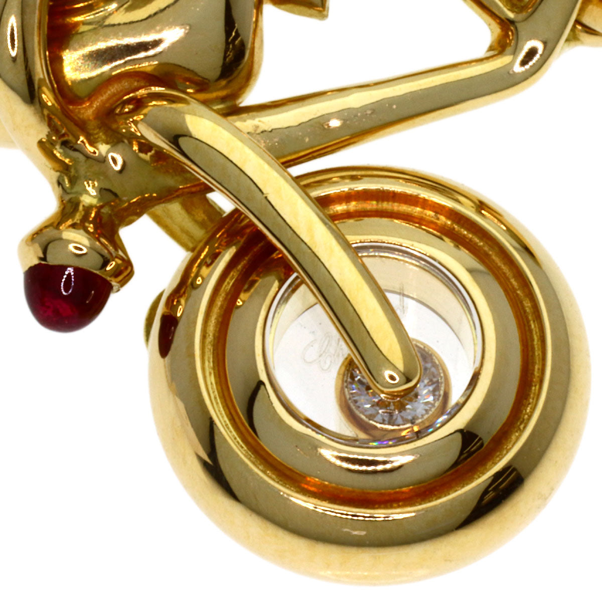 Chopard Bear Bicycle Motif Ruby Sapphire Brooch K18 Yellow Gold Ladies [Used]
