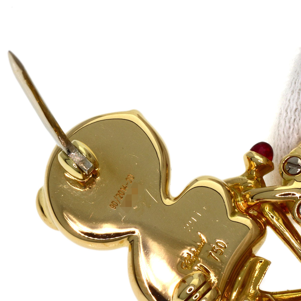 Chopard Bear Bicycle Motif Ruby Sapphire Brooch K18 Yellow Gold Ladies [Used]