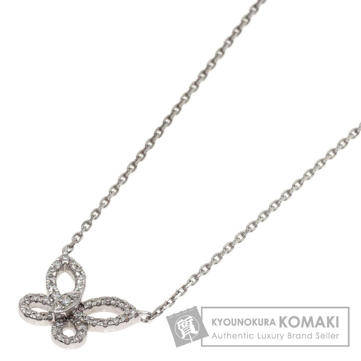 GRAFF Mini Butterfly Diamond Necklace K18 White Gold Ladies [Used]