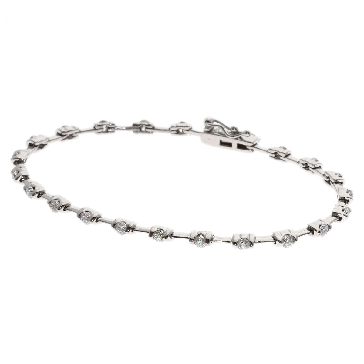 De Beers LINE Diamond Necklace K18 White Gold Ladies [Used]