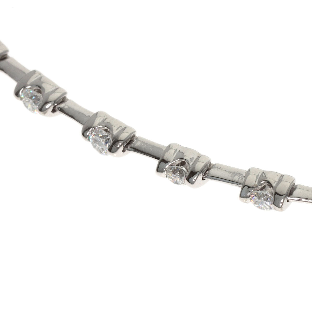 De Beers LINE Diamond Necklace K18 White Gold Ladies [Used]