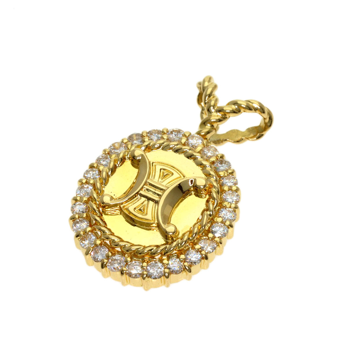 CELINE Triomphe Diamond Pendant top K18 Yellow Gold Ladies [Used]