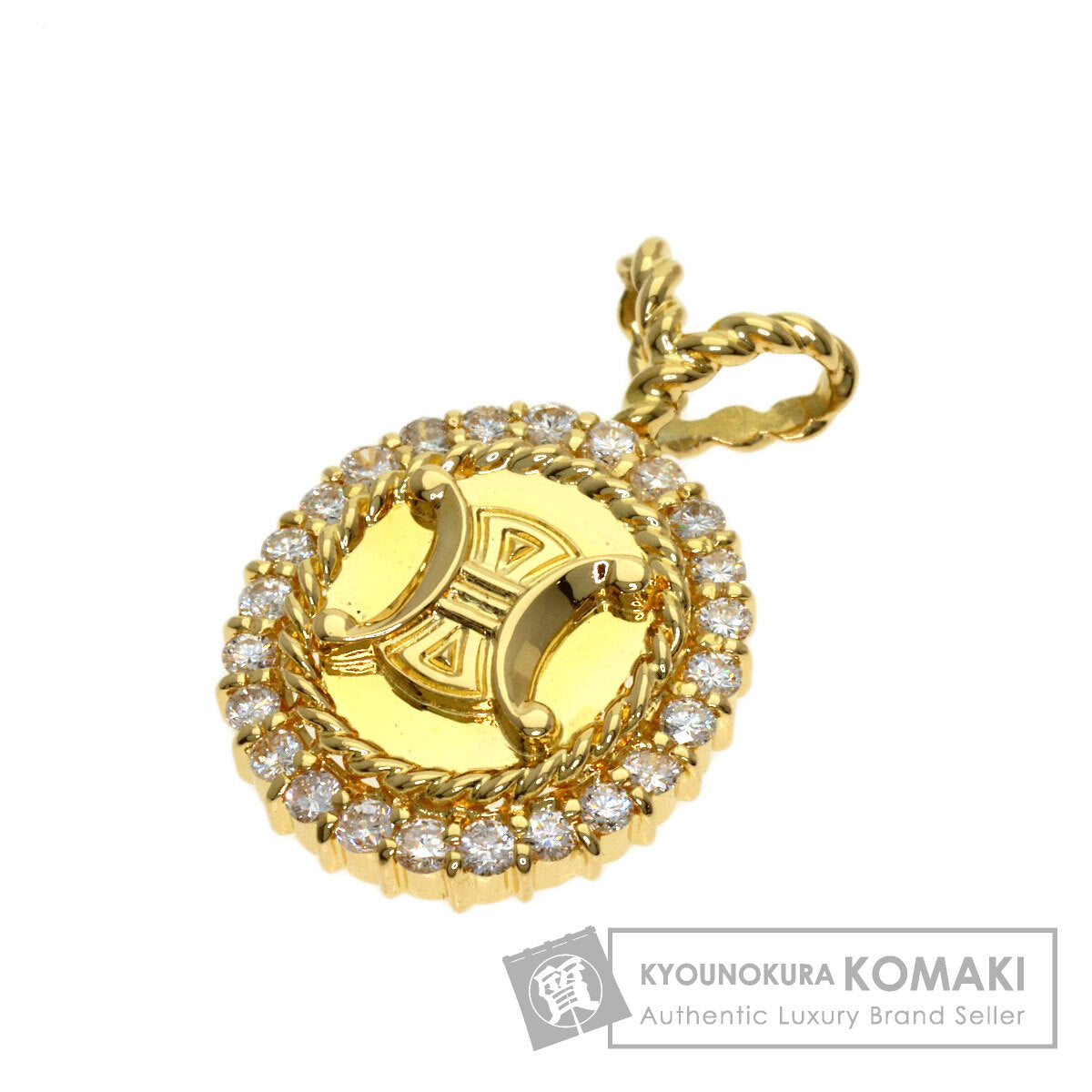 CELINE Triomphe Diamond Pendant top K18 Yellow Gold Ladies [Used]