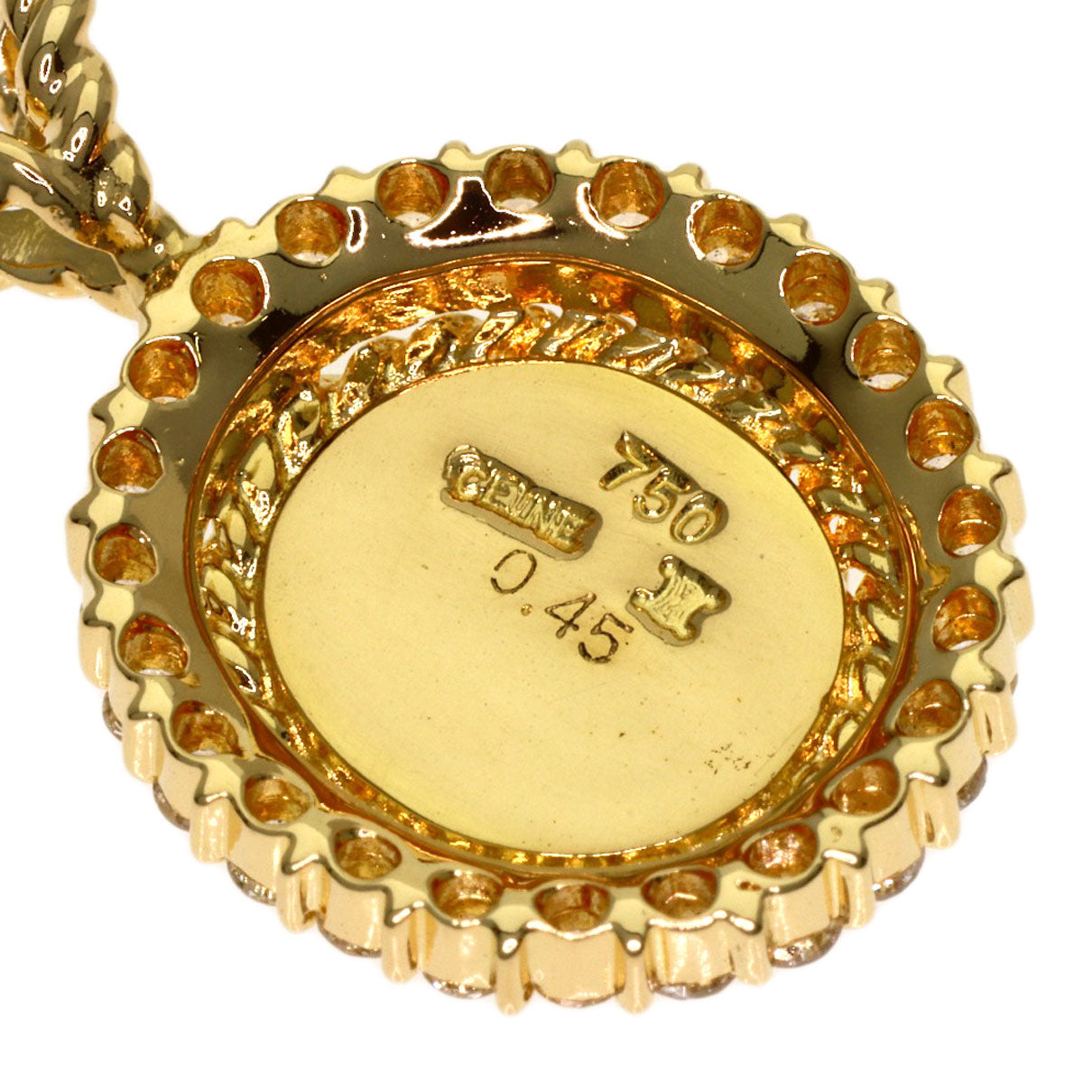 CELINE Triomphe Diamond Pendant top K18 Yellow Gold Ladies [Used]