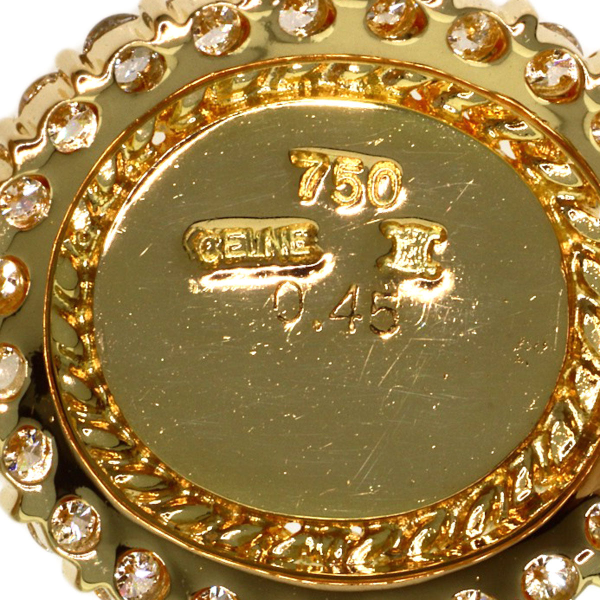 CELINE Triomphe Diamond Pendant top K18 Yellow Gold Ladies [Used]