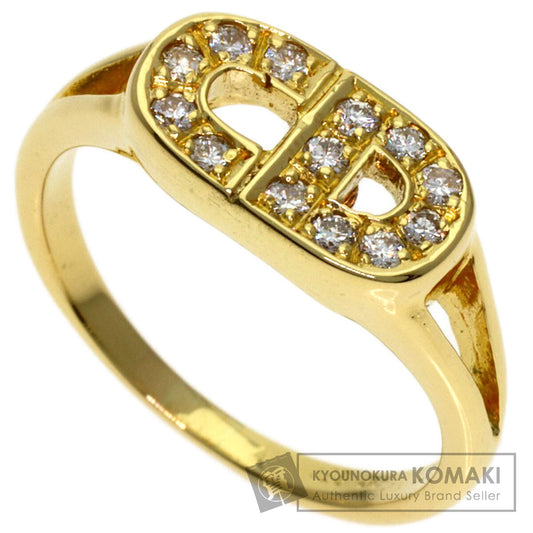 Dior Logo diamond Ring K18 Yellow Gold Ladies [Used]