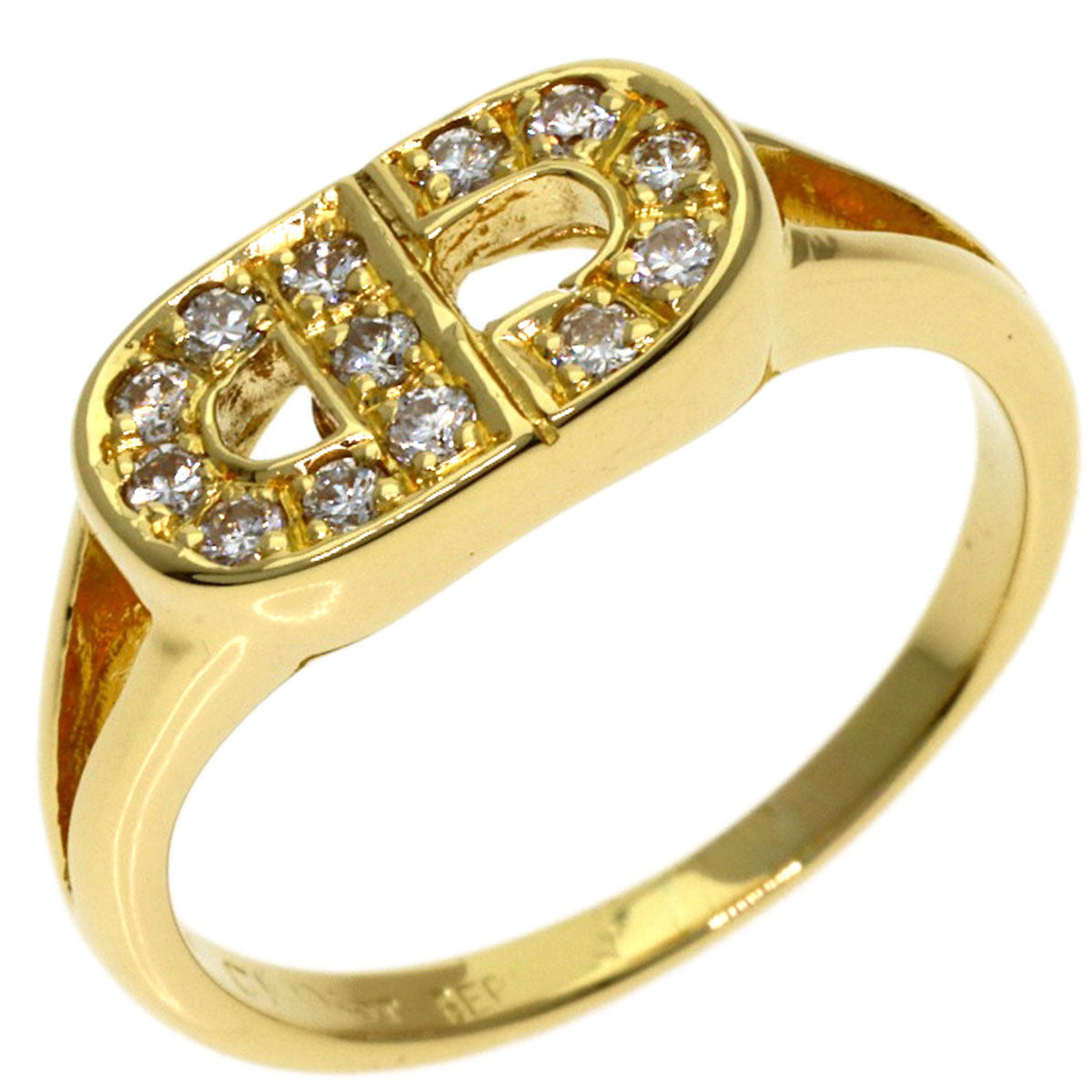 Dior Logo diamond Ring K18 Yellow Gold Ladies [Used]