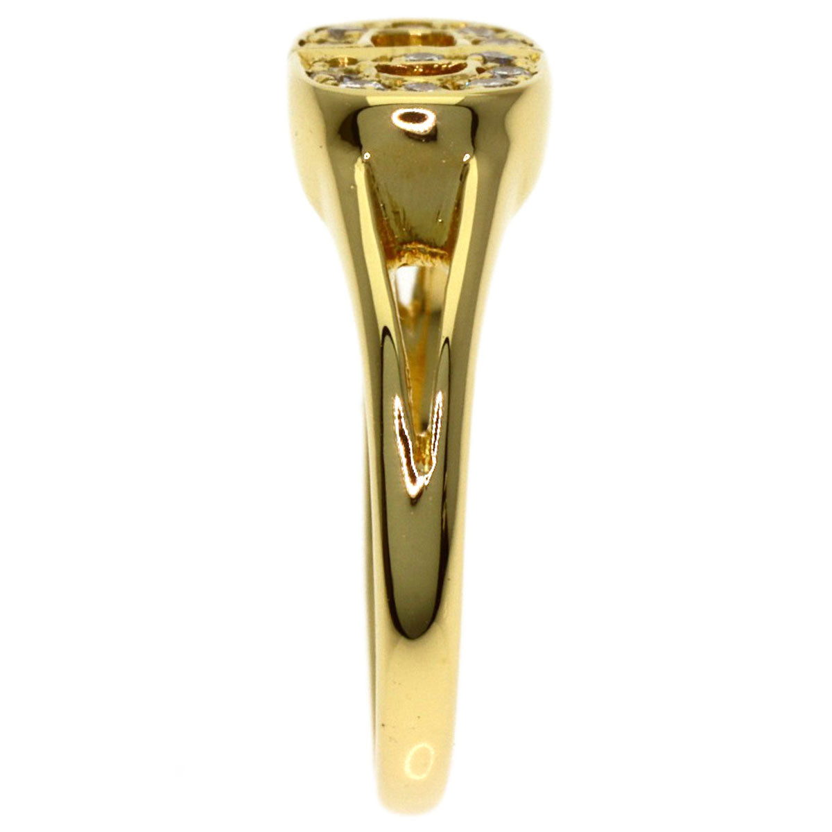 Dior Logo diamond Ring K18 Yellow Gold Ladies [Used]
