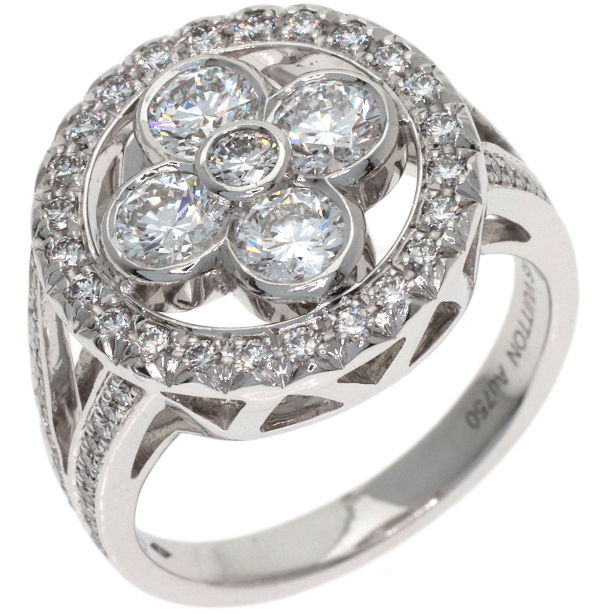 LOUIS VUITTON Berg Blossom GM Diamond #50 Ring K18 White Gold Ladies [Used]