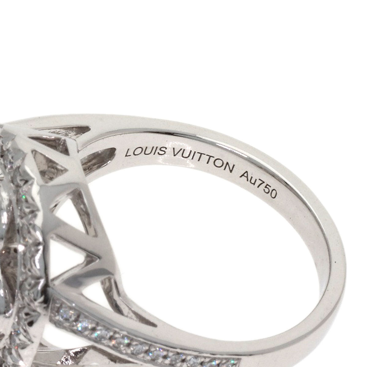 LOUIS VUITTON Berg Blossom GM Diamond #50 Ring K18 White Gold Ladies [Used]
