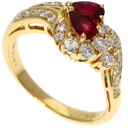 POLA Ruby Diamond Ring K18 Yellow Gold Ladies [Used]