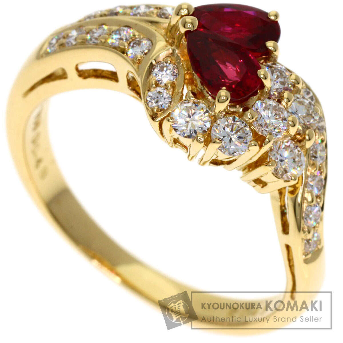 POLA Ruby Diamond Ring K18 Yellow Gold Ladies [Used]