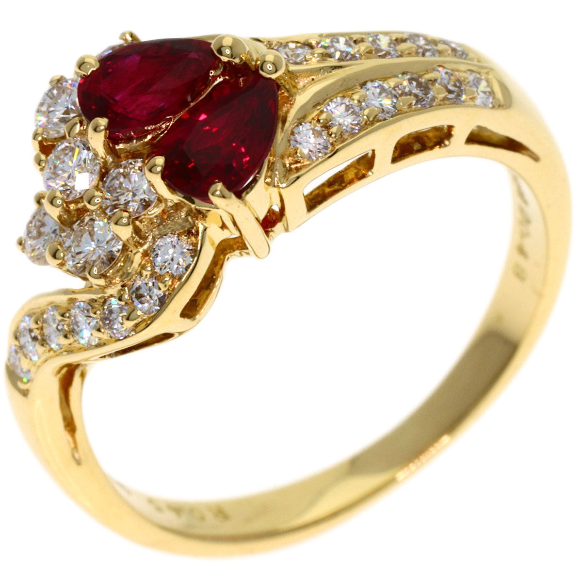POLA Ruby Diamond Ring K18 Yellow Gold Ladies [Used]