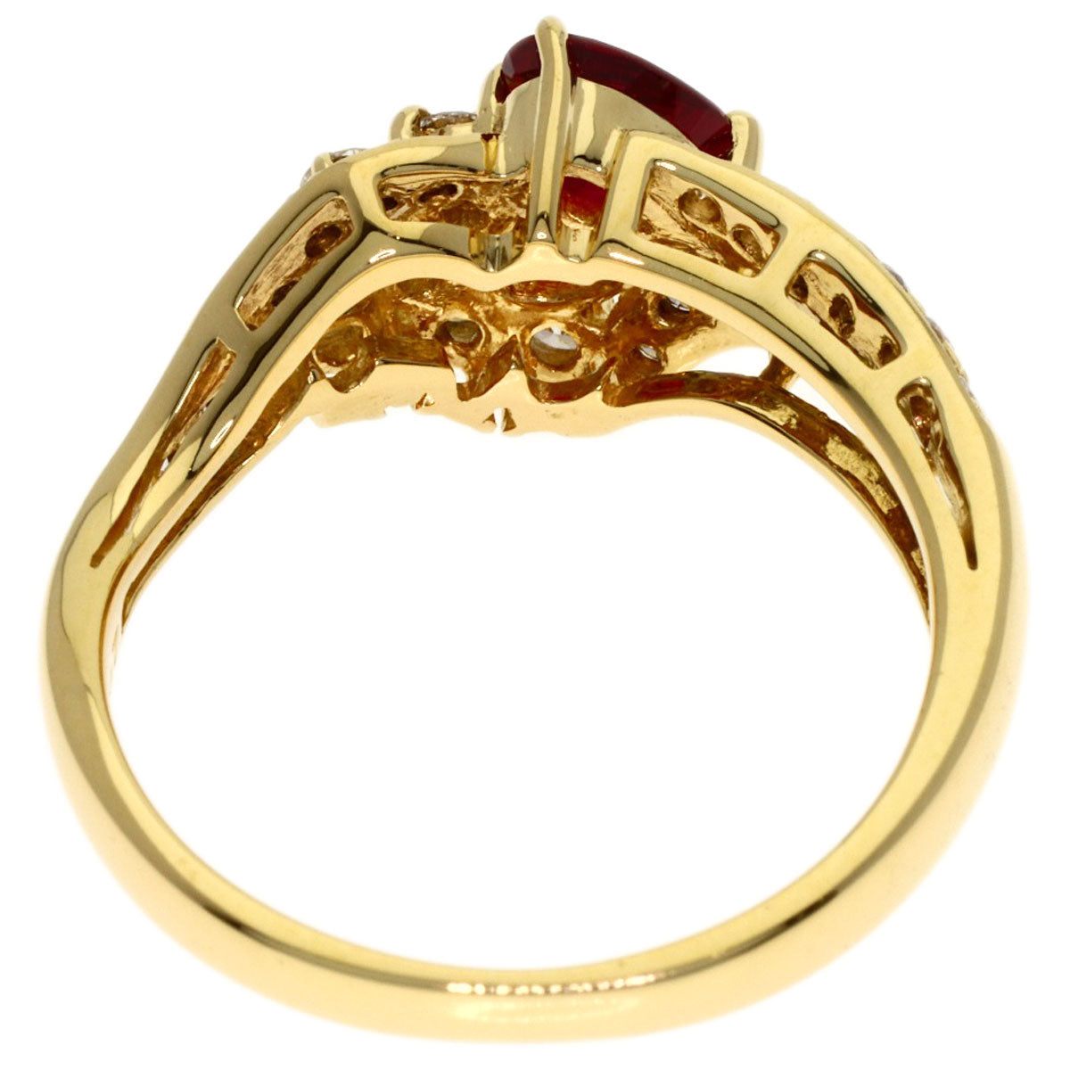 POLA Ruby Diamond Ring K18 Yellow Gold Ladies [Used]
