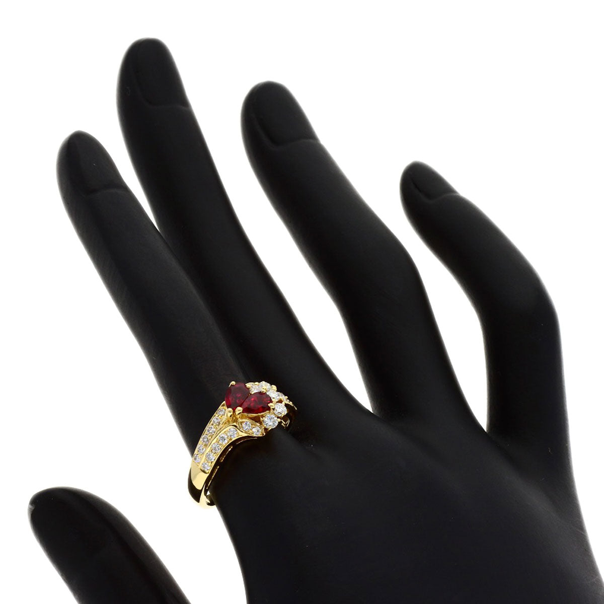 POLA Ruby Diamond Ring K18 Yellow Gold Ladies [Used]
