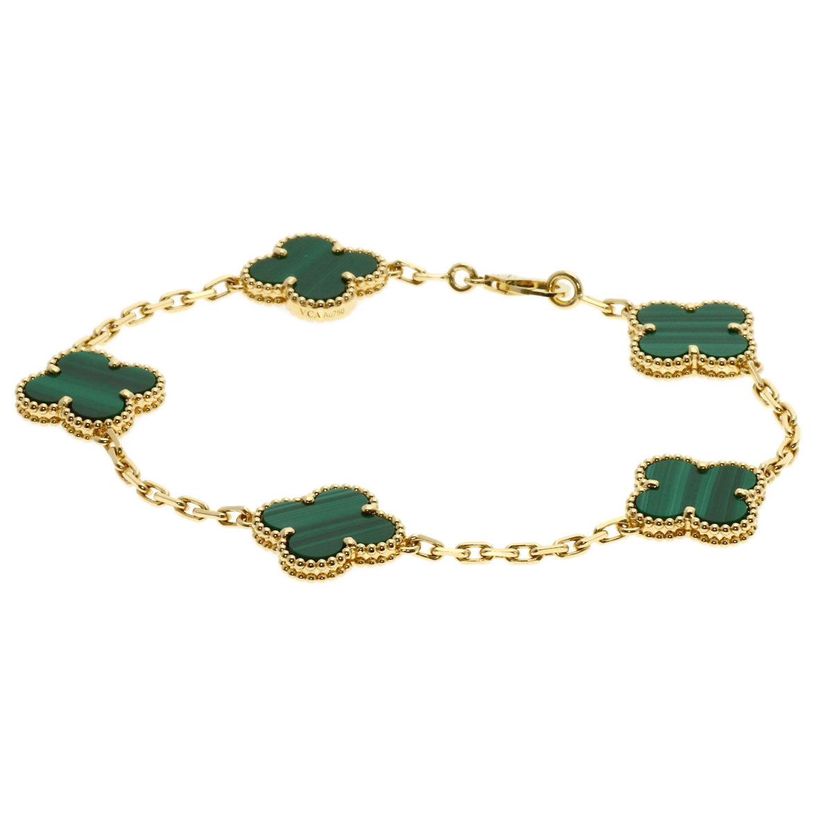 Van Cleef & Arpels Vintage Alhambra Malachite Bracelet K18 Yellow Gold Ladies [Used]